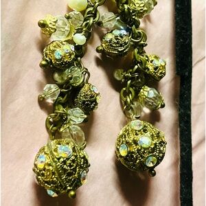 Elegant Gold and Silver Crystal Dangle Earrings